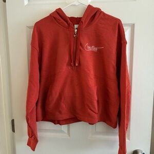 Women’s Cropped Nike Hoodie Quarter Zip, Size Medium, Orange